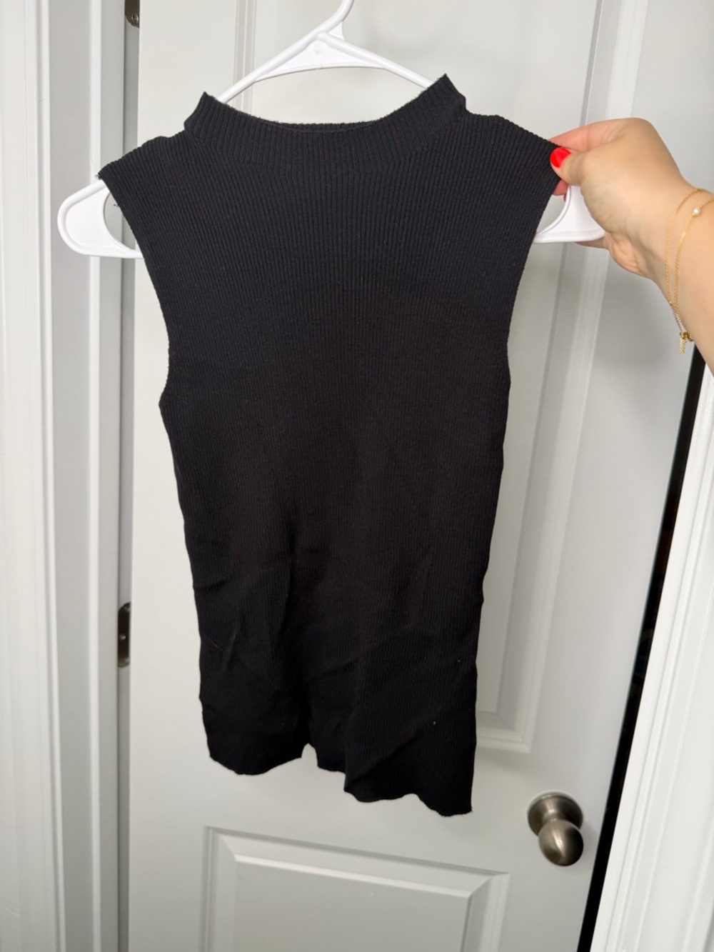 SHEIN Black Ribbed Sleeveless Mock Neck Tank